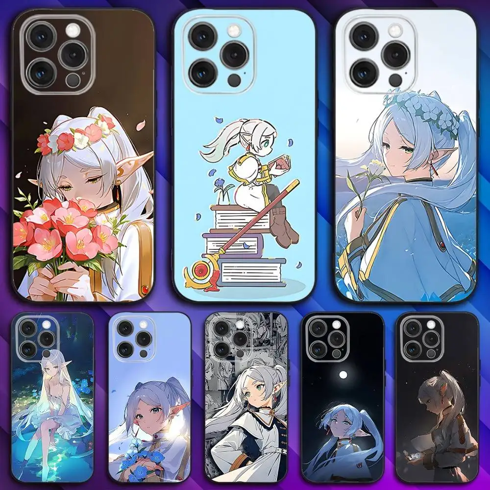 

S-Sousou No F-Frieren Phone Case For iPhone 16,15,14,13,12,11,Pro,Max,Plus,X,XS,SE4,E,Mini,Soft Black Case