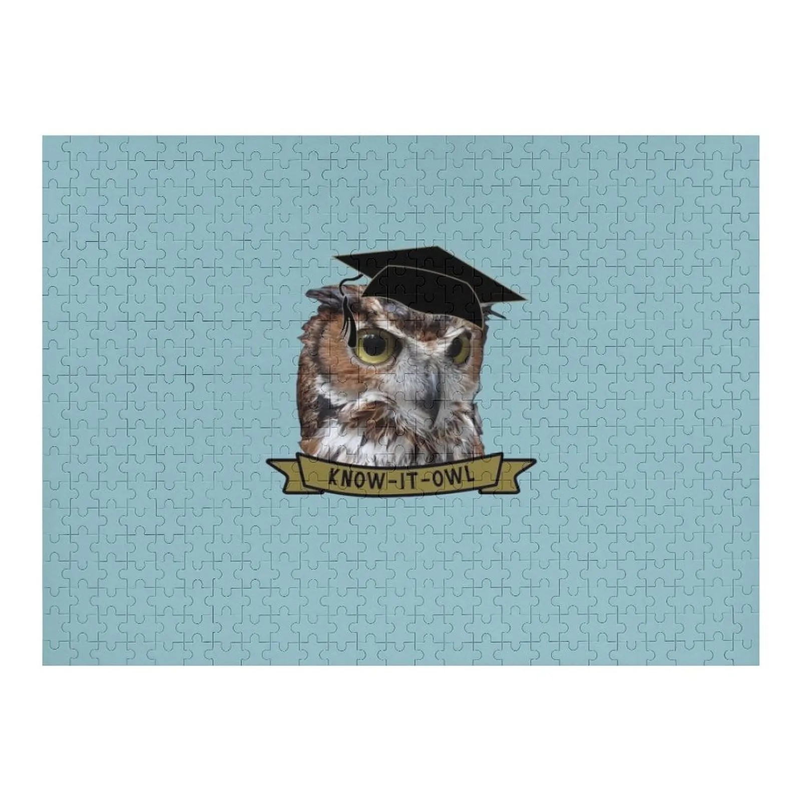 Feuchte Eule mit Abschlusskappe, Know it Eule, Geschenk für Eulenliebhaber und Geburtstage, Wintereulen-Puzzle, personalisiertes Spielzeug-Puzzle