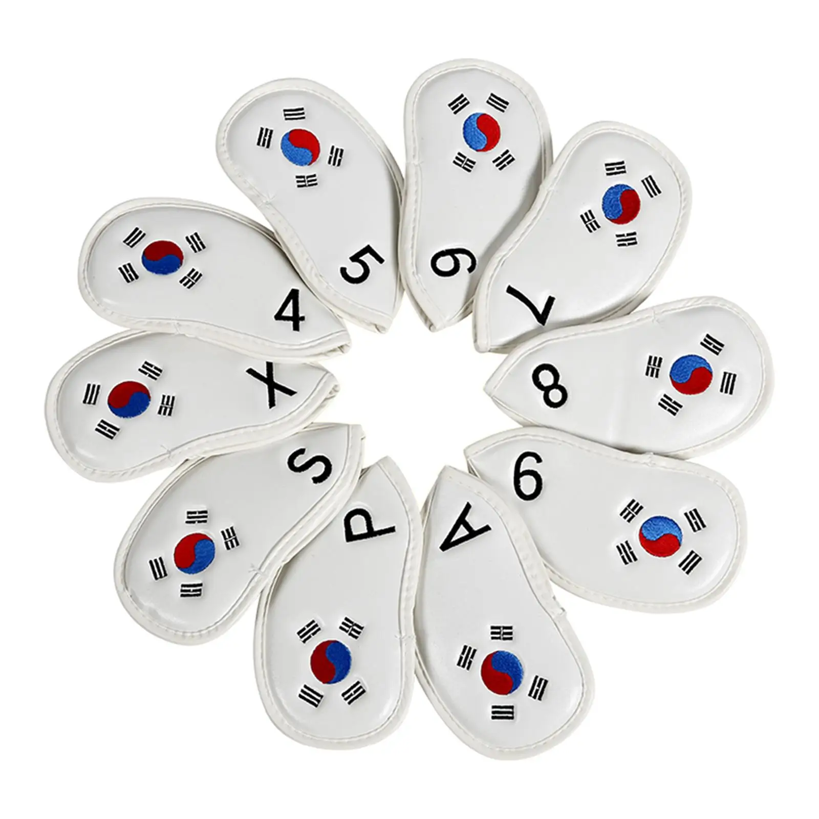 10Pcs Golf Iron Headcovers Set Golfer Accessories Korean Flag Embroidered Protect Your Golf Clubs Durable Golf Club Head Covers