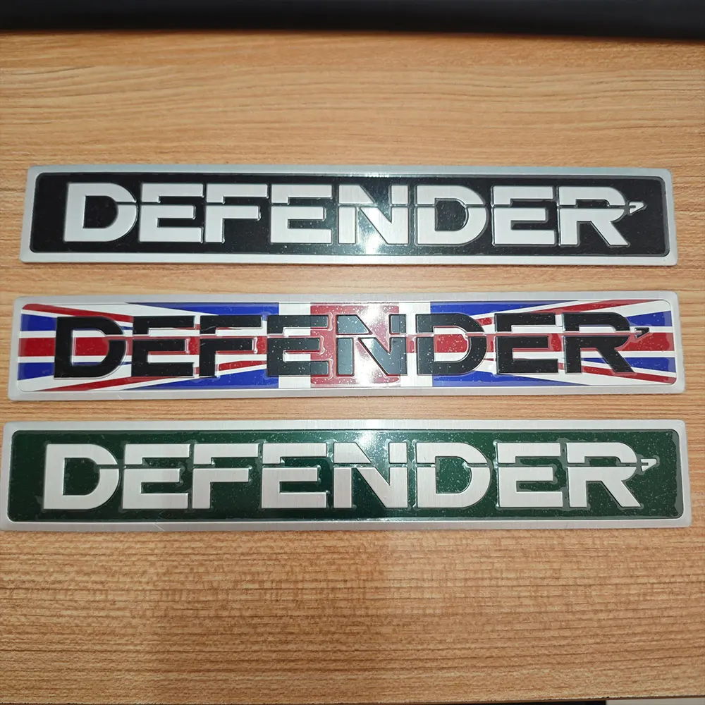 3D Aluminium Logo Defender Emblem Car Fender Side Rear Trunk Sticker For Land Rover RC 110 130 90 Defender Badge Accessories