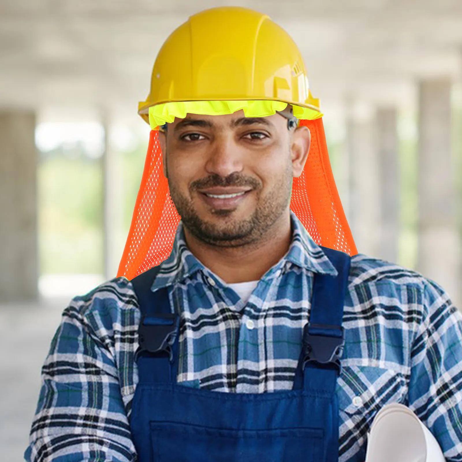 1Set Breathable Reflective Hard Hat Cover with Neck Shield Full Brim Sun Shade Uv Windproof Sand Protection Construction Site