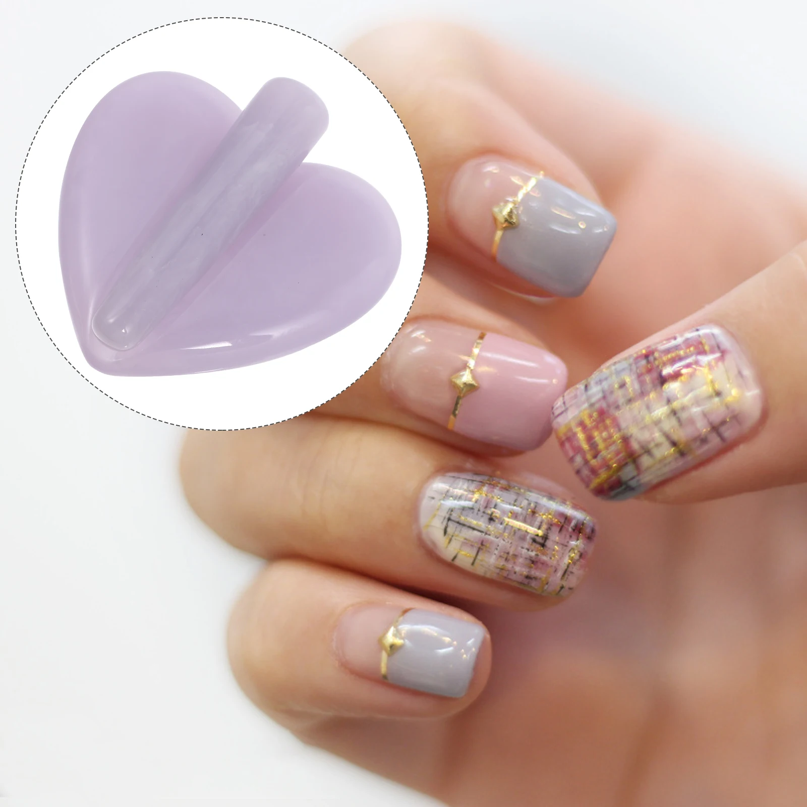 1Pcs Reusable Nail Embossed Mold with Adjustable Metal Frame for DIY Manicure Art Curved Design Nail Tool Kit for Women