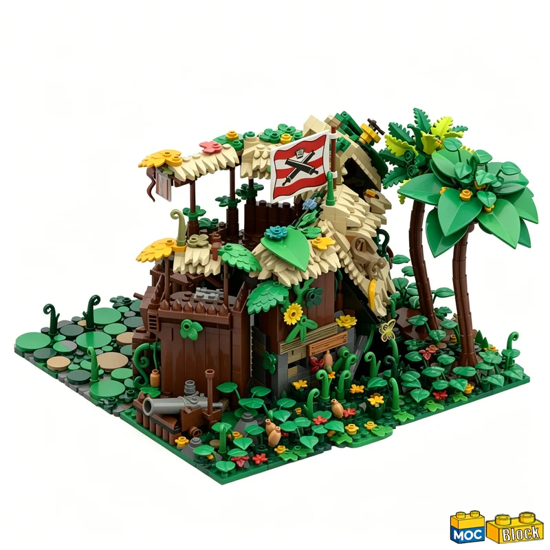 1531Pcs The Announcement Of The Replacement Of The Howler Monkey Outpost Building Blocks Assembly Toy Jungle Pirate Outpost Gift