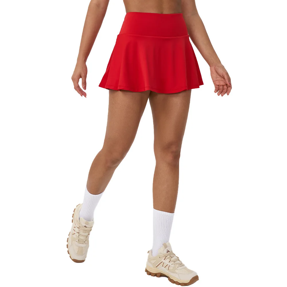 

Женская теннисная юбка-шорты с высокой талией для йоги, бега и тренажерного зала, дышащая, быстросохнущая, с защитой от натирания и карманами