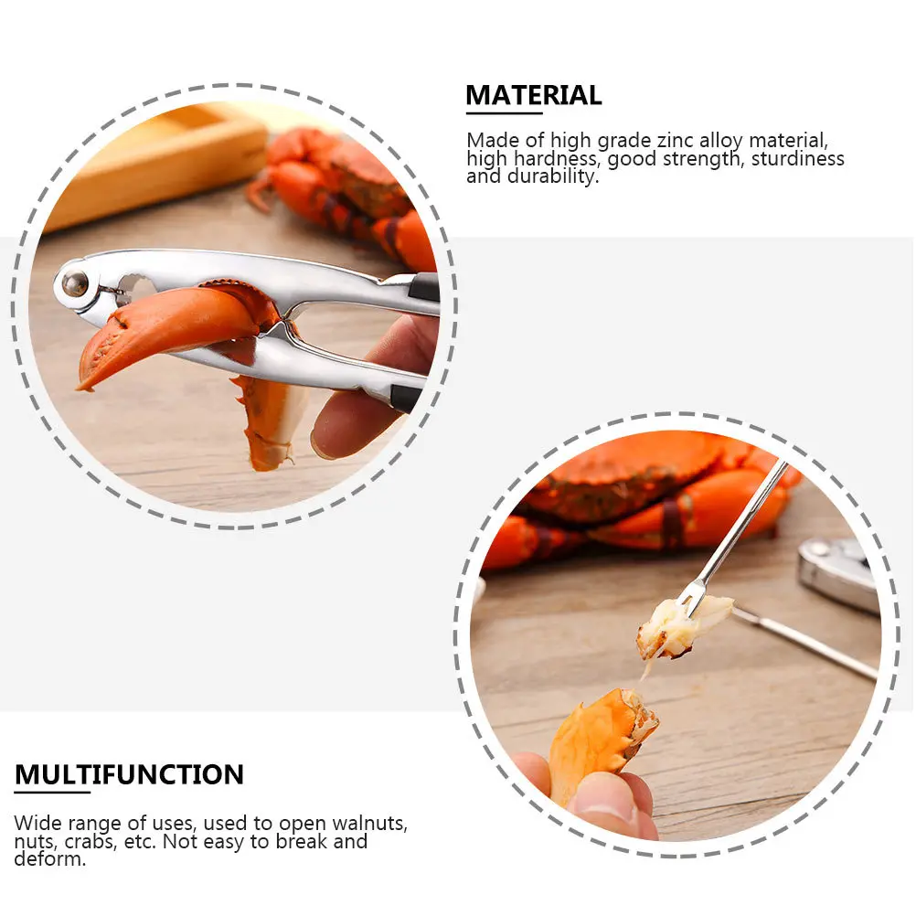 

2Pcs Multipurpose Nutcracker Set Heavy Duty Zinc Alloy Walnut Opener Crab Opening Tool for Home Kitchen Seafood Shell Crackers