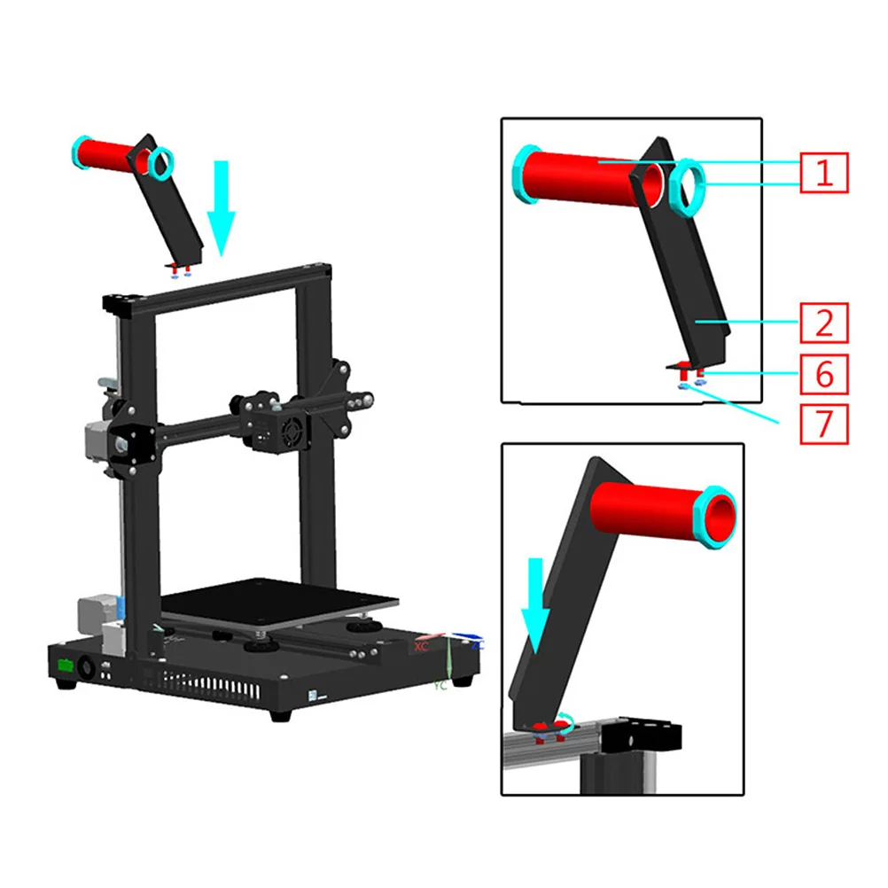 

L-Type Printer Accessories Material Rack Holder Black Easy Installation Smooth Discharge 3D Printing Filament Stand No Chuck For