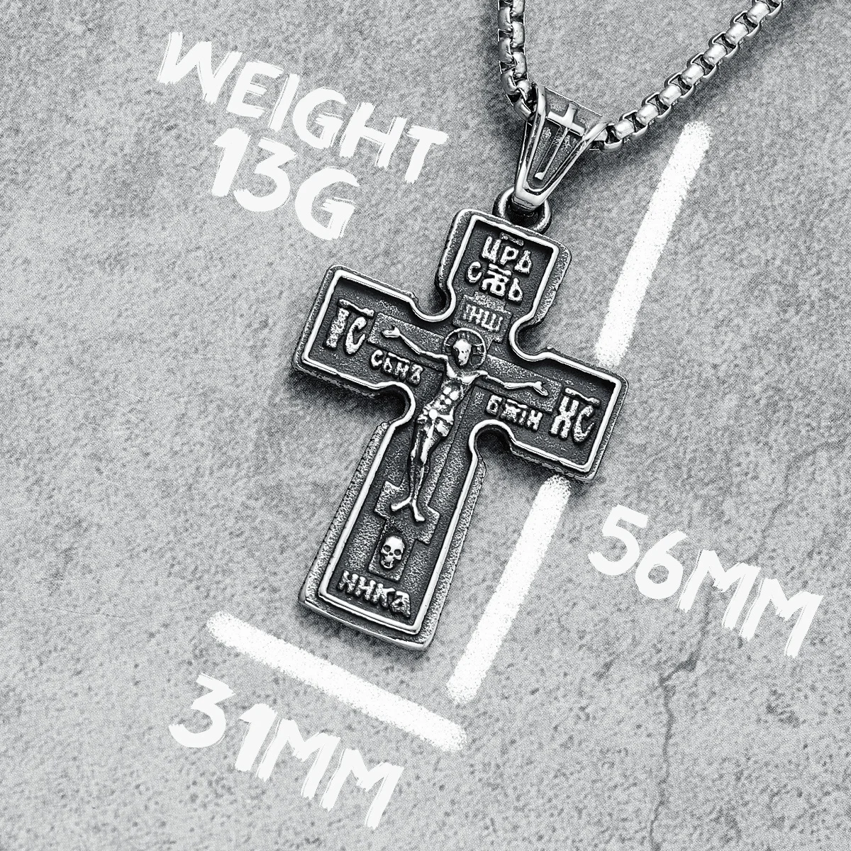 316L Stainless Steel Jesus Cross Pendant Vintage Friday Men Necklace Retro Chain Religion Rock Punk for Biker Male Jewelry Gift