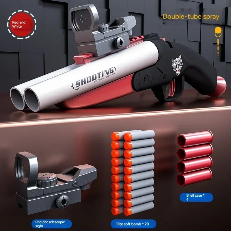 Toy Gun Soft Bullet Manual EVA Foam Dart Shell Ejection  Double-barrel Shooting Launcher Weapon Toy Children Fake Gun Toy