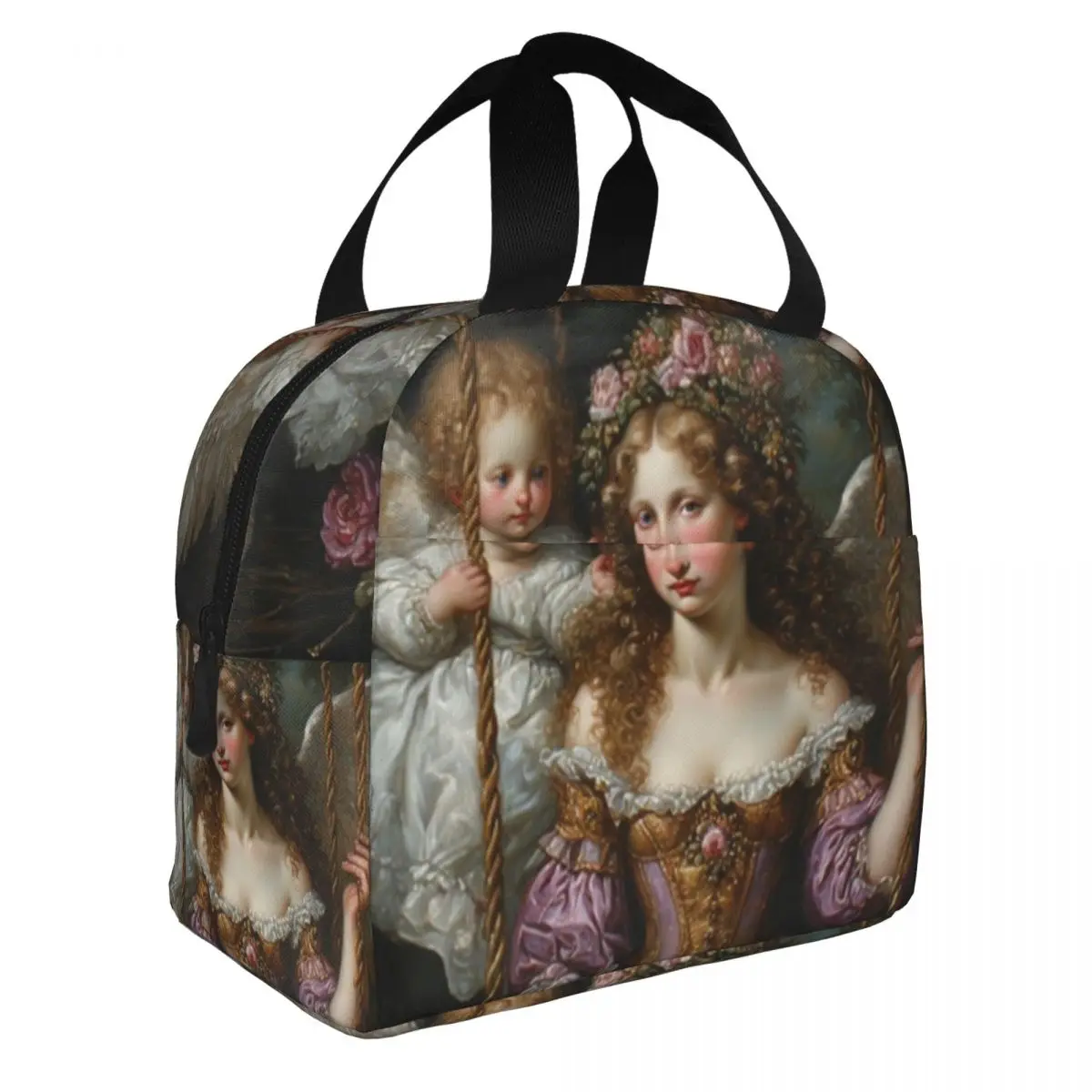 Victorian Angel And Flowers Resuable Lunch Boxes for Women Multifunction Cooler Thermal Food Insulated Lunch Bag For Travel Work