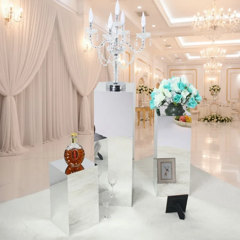 Acrylic square flower mirror cake stand base, suitable for wedding, graduation, anniversary events background