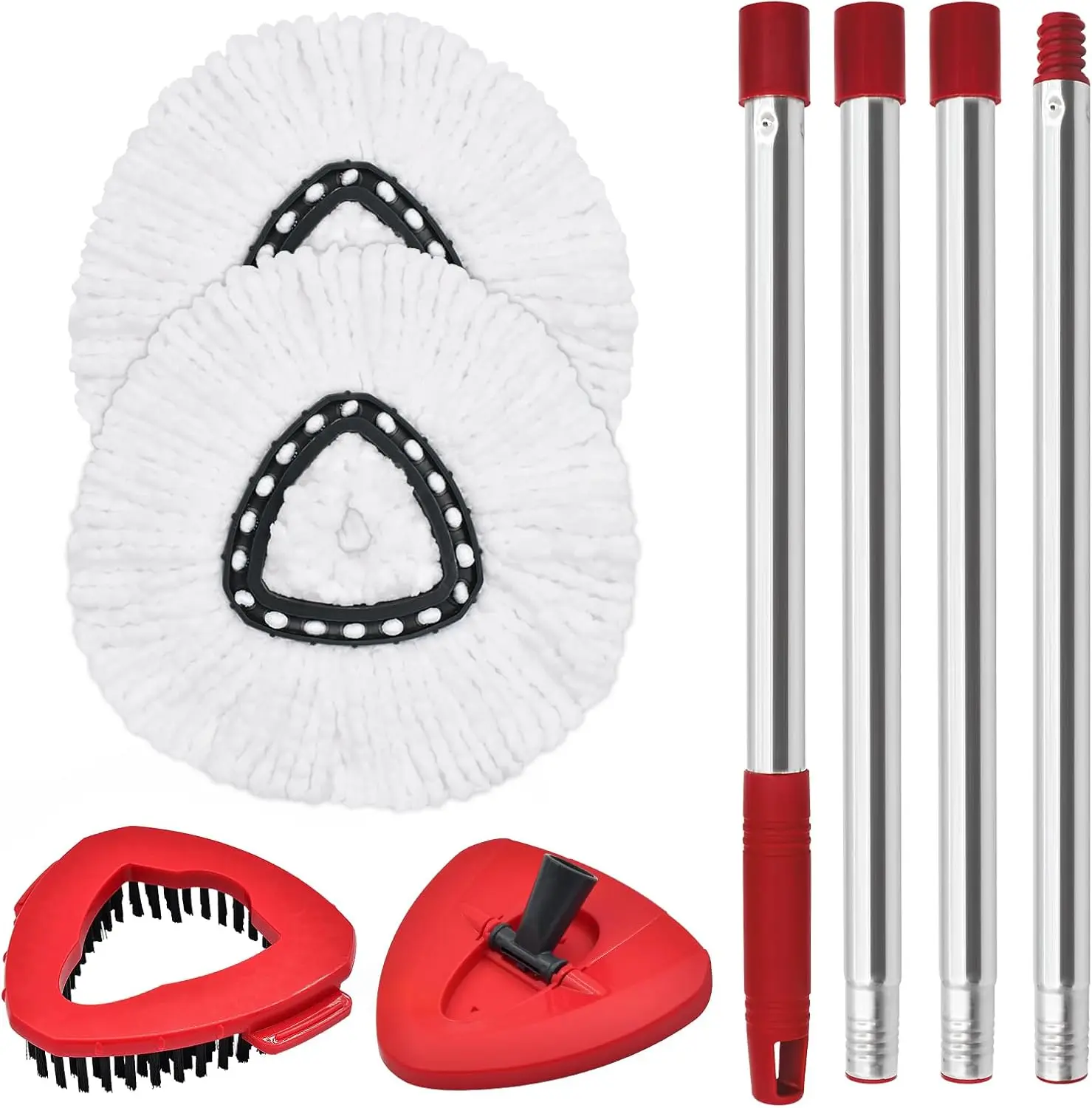 

Spin Mop Replacement Kit: 4-Section Handle, 2 Mop Heads, Scrub Brush & Base for EasyWring System