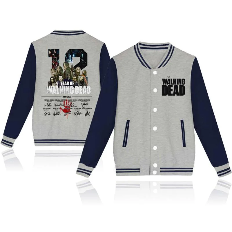 New Fashion The Walking Dead 12 Years 2010-2022 Thanks Memories Baseball Jacket Men\'s and Women\'s Classic Button Baseball Top