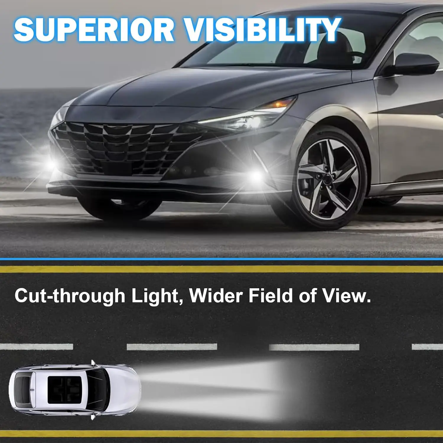 LED Fog Lights for Hyundai Elantra 2022 2003 2024 with DRL Turn Signals Lights Fog Lamps Assemblies w/Switch & Wiring Harness