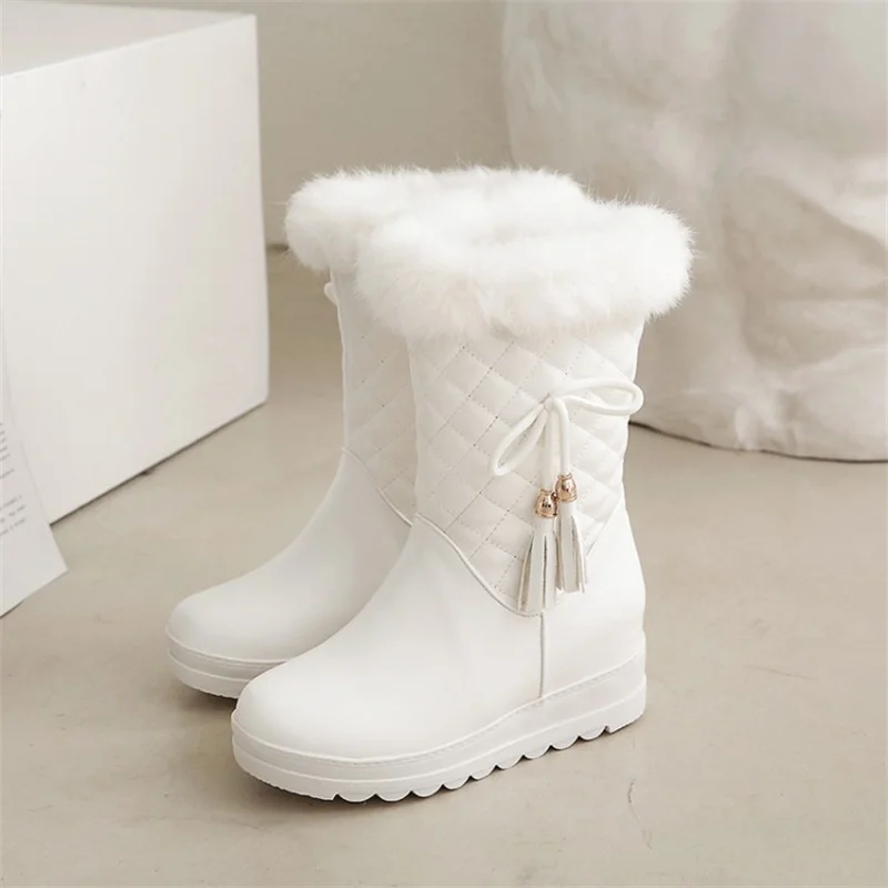 YQBTDL-Botas de nieve cálidas para Mujer, zapatos de felpa, impermeables, antideslizantes, de media pantorrilla, con cremallera, color rosa, para invierno, 2022