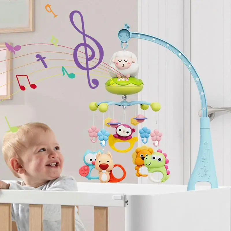 Mobiel voor wieg Babymobiel voor kinderkamer met muziek Projectielichten Roterende ophangbare rammelaars Speelgoed voor 0-24 maanden Peuterslaap