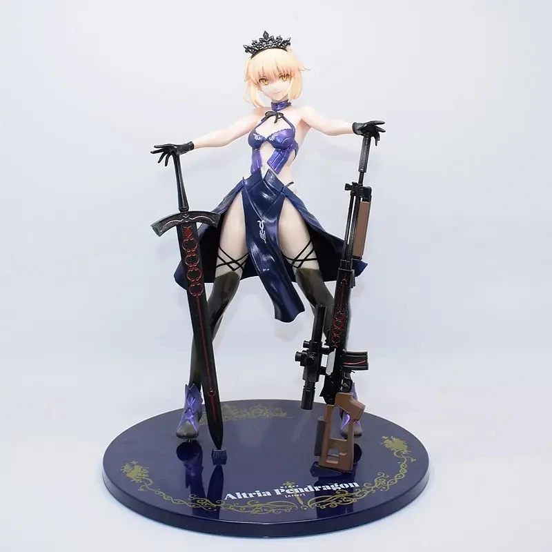 Fate/Stay Night FGO 25cm King Heceba Drag The Gun Figure Model Black Saber ALTER Indoor Decorations Boy Toy Gift Desktop Ornamen