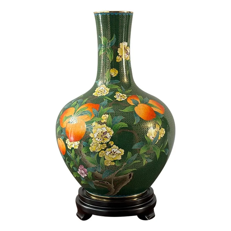 12-Inch longevity peach celestial ball bottle, copper tire filigree enamel living room bogu frame ornament