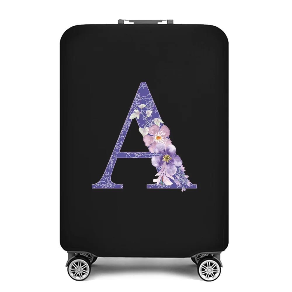 Fashion Luggage Cover Travel Accessories Elastic Suitcase Cover Purple 26 Flower Letter Print Trolley Case Protective Dust Cover