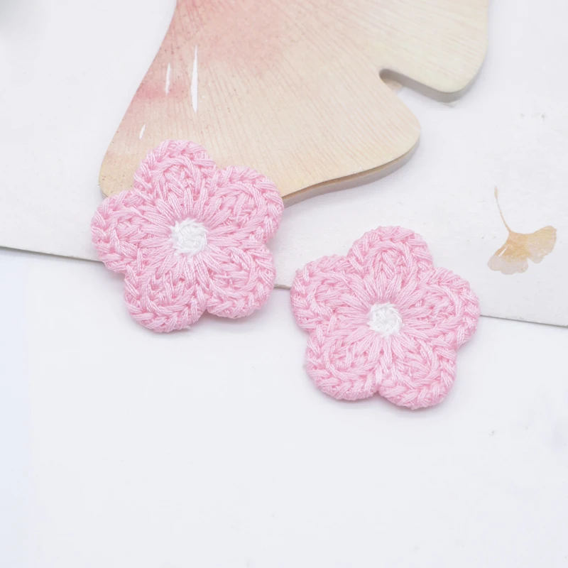 20Pcs 25mm Wool Flower Applique for DIY Clothes Hat Shoes Crafts Sewing Supplies Patches Headwear Hair Clips Decor Accessories