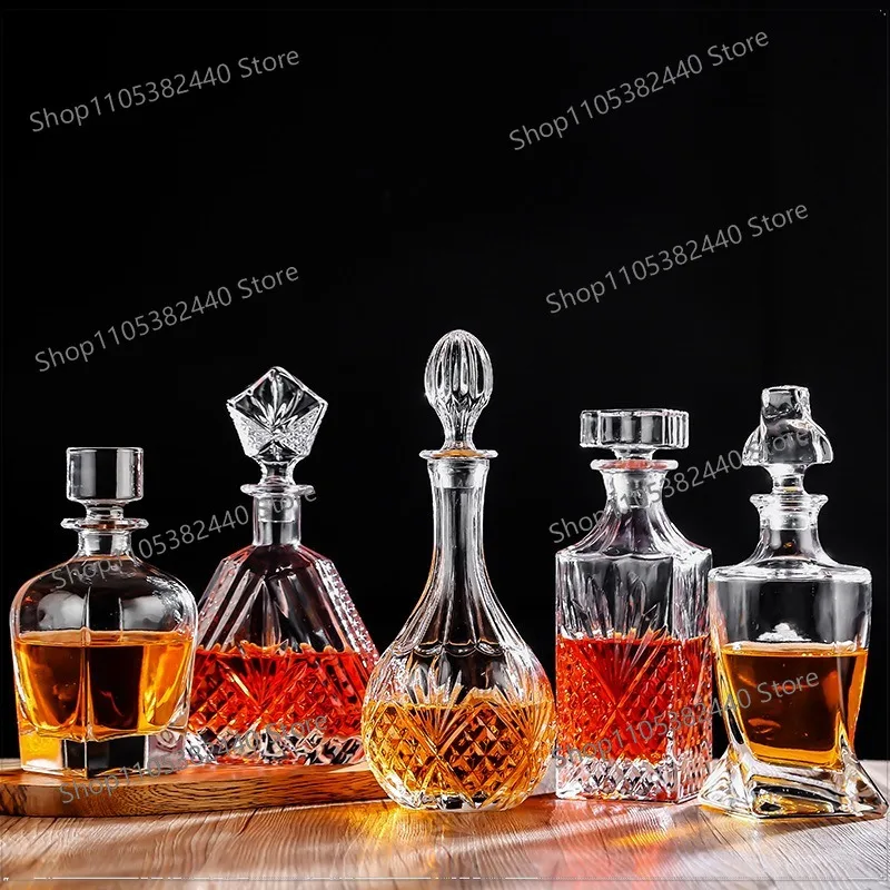 European thickened glass wine set Crystal wine bottle Bar whiskey liqueur bottle Wine bottle