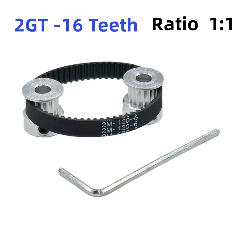 GT2 2M Synchronous Wheel 16T&16Tooth Timing Pulley Belt Set Aperture 3.17/4/5/6mm Width 6/10mm Tensioning Wheel 3D Printer Parts