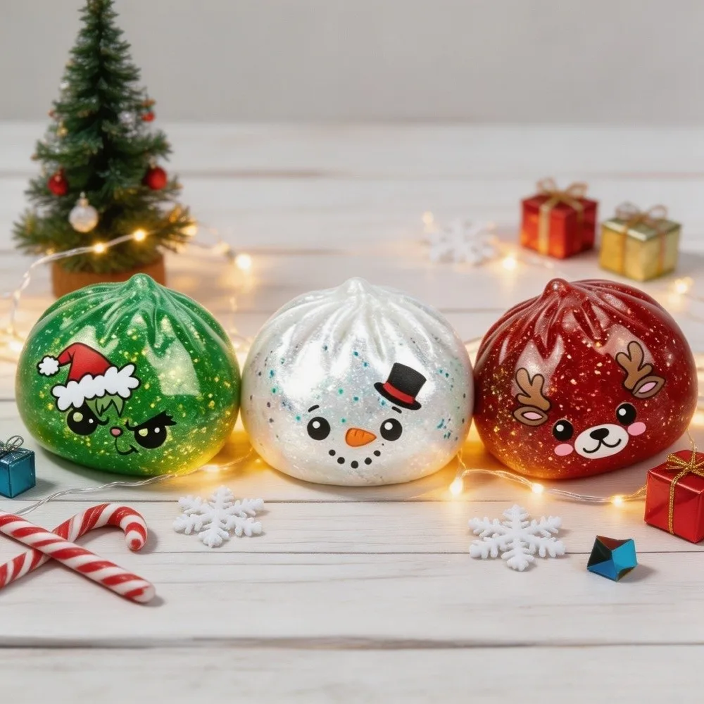 New Christmas Theme Pinch Dumpling TPR Snowman Elk Slow Rebound Toys Santa Claus Stress Relief Squeeze Ball Holiday Gift