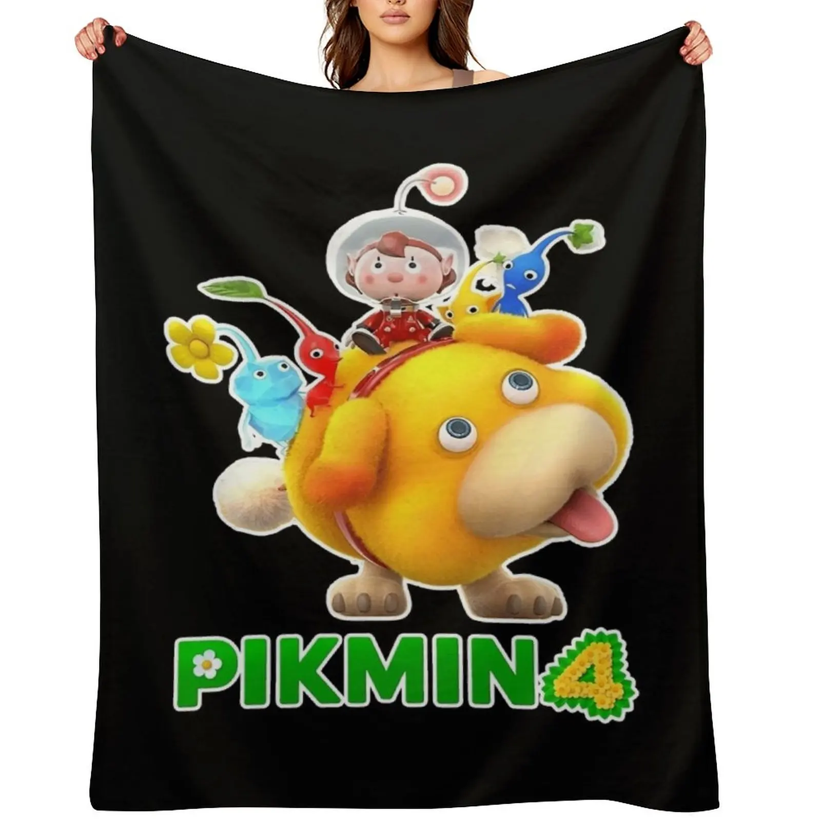 

Pikmin, Pikmin 4, Rescue Pup Oatchi, Pikmin 2023, Balck Throw Blanket manga Single Sofa Nap Blankets