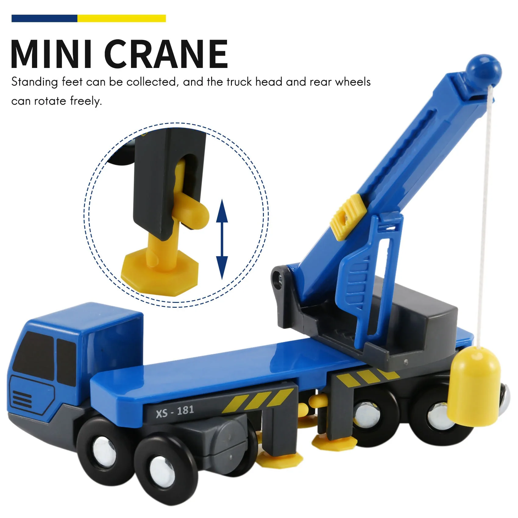 Multifunctional Train Toy Set Accessories Mini Crane Truck Toy Vheicles Kids Toy Compatible with Wooden Tracks Railway