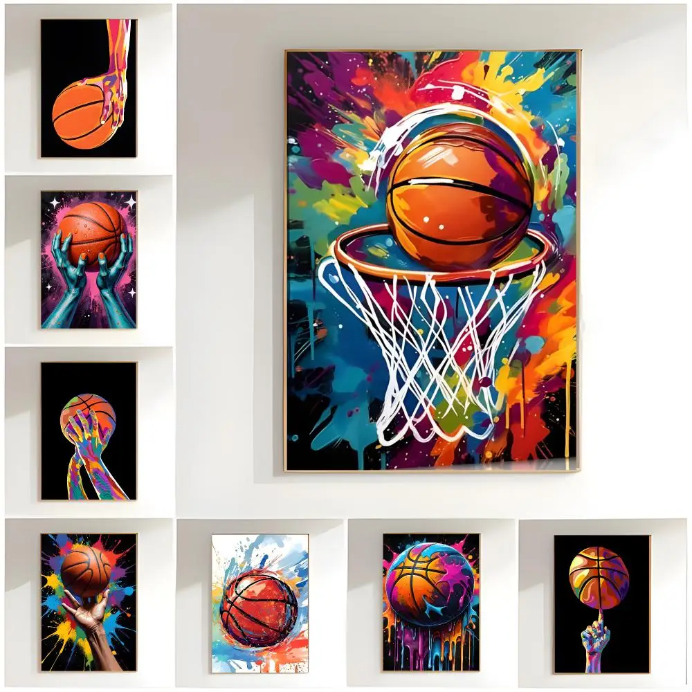 sporty illustration c-colorful basketball Poster Premium Wall Decor Modern Home Poster Unframed