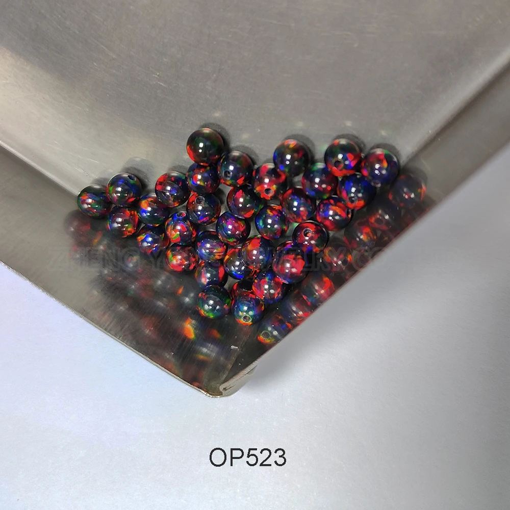 Jelly Beads for Jewelry Making OP517-OP524 Synthetic Fire Opal Mix Color Black Ball