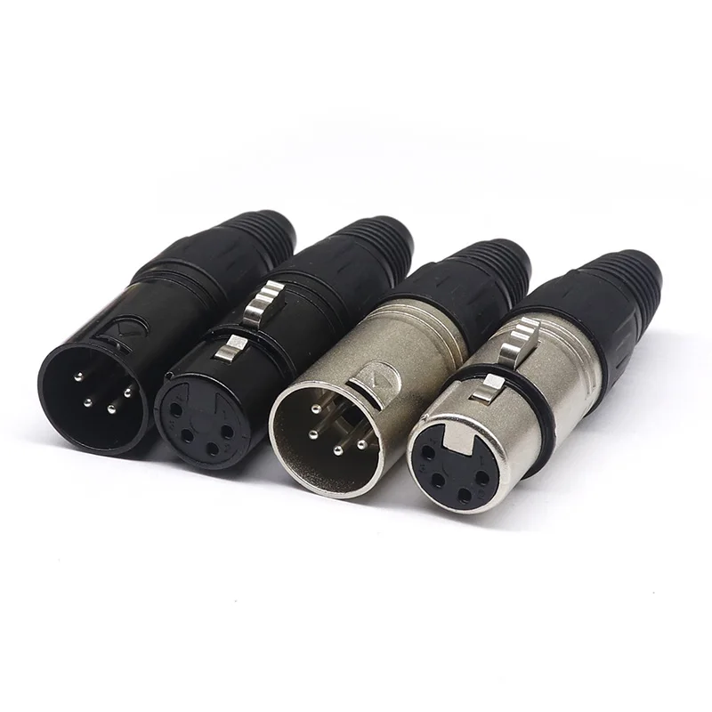 XLR 3/4/5 Pin Male/Female Microphone Audio Cable Plug Connector Cannon MIC Cable Terminal Black Silver Microphone Plug