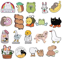 Cartoon Animal Sets Brooch Enamel Pins Custom Kawaii Rabbit Frogs Doctor Dog Brooches Lapel Badge Childlike Jewelry Jewelry Gift
