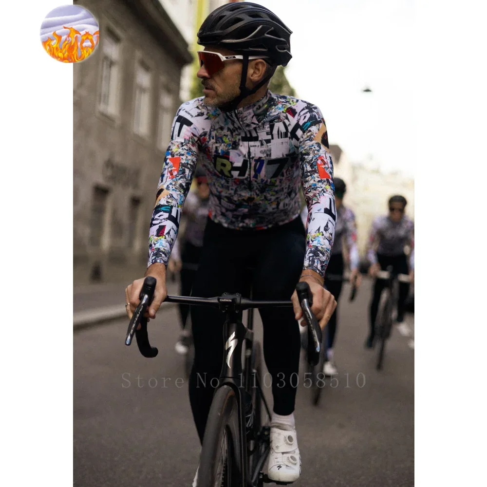 Cycling Wear New Men Winter Thermal Fleece Jersey Long Sleeve Coat Outdoor Bike Sports Cycle Clothing Man Road Bike Apparel