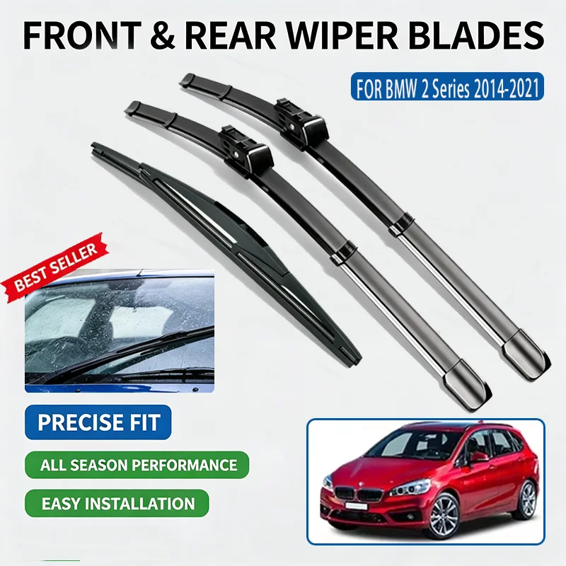FOR BMW 2 Series 2014-2021 F45 Active Tourer 225xe Car Front Rear Windshield Wiper Blades Set Durable Rubber All Weather Clear V