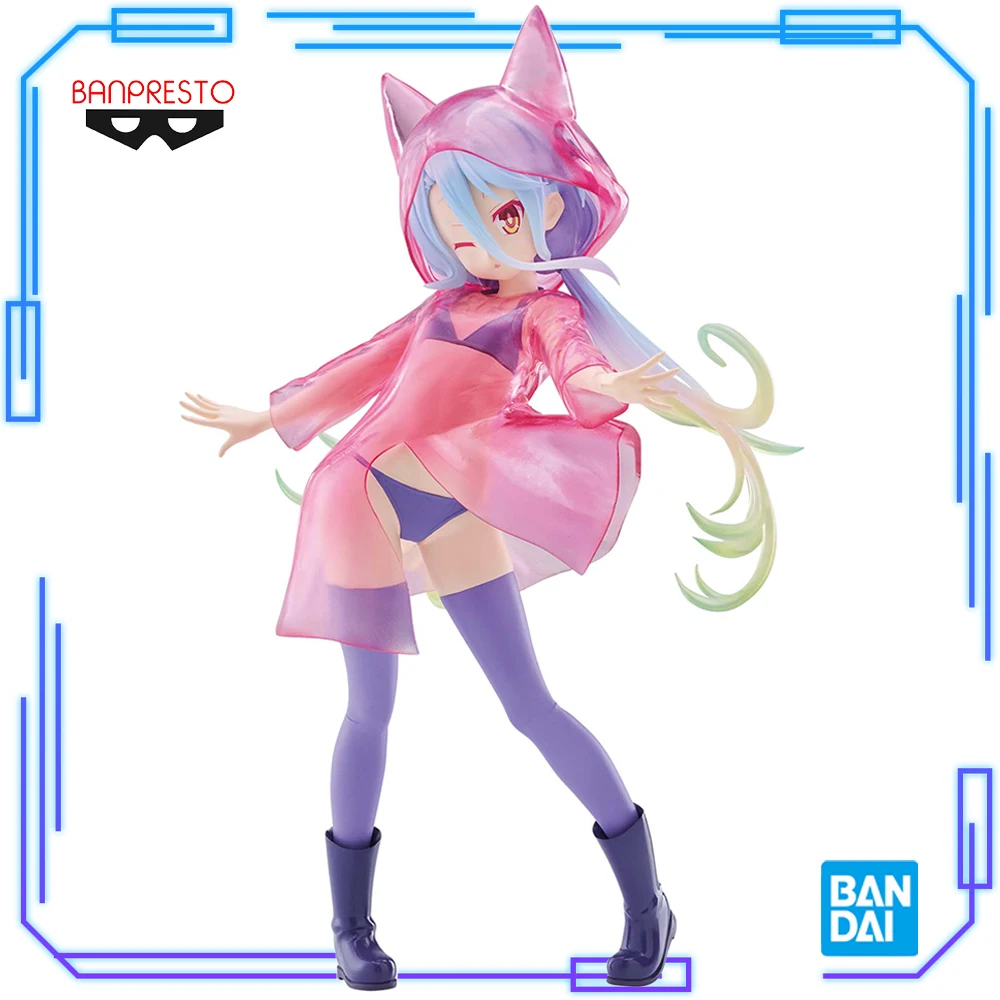 Em estoque bandai original genuíno banpresto anime sem jogo sem vida: zero espresto-glittery capa de chuva shiro 20cm modelo figuras de brinquedo