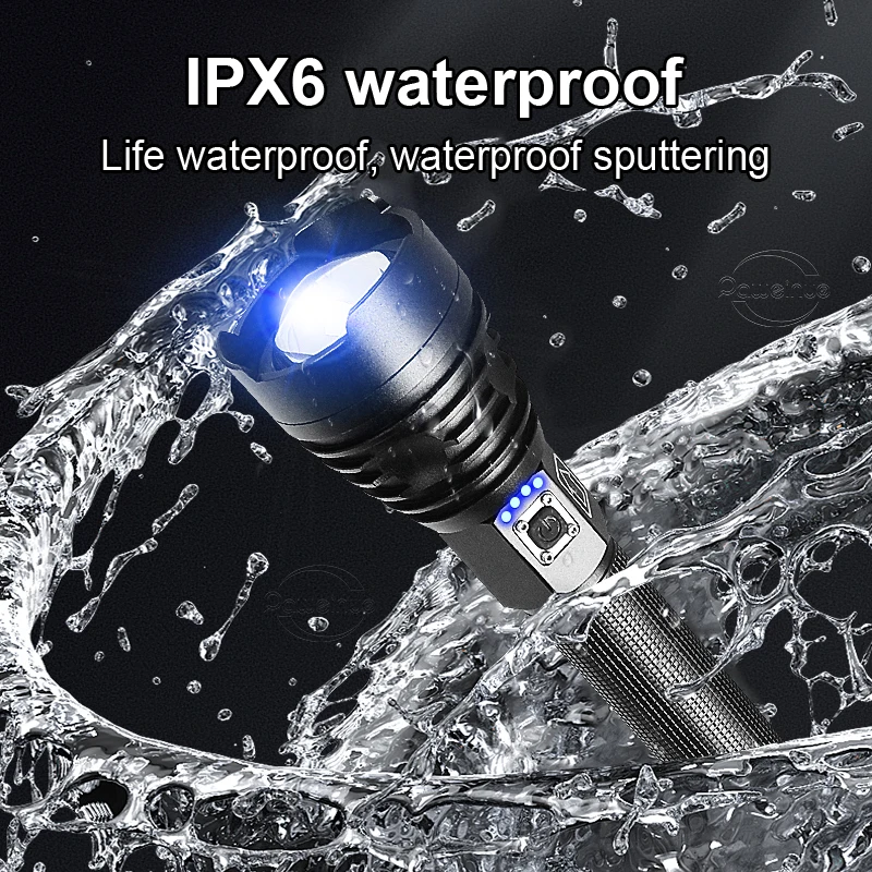 XHP360 Super Bright Flashlight High Power LED Torch Rechargeable Waterproof Torch Light Outdoor Fishing Light Camping Lantern