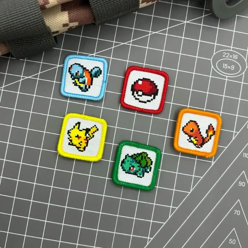 

Kawaii Pikachus Anime Peripheral Woven Label Backpack Clothing Patch Decoration Charmander Squirtle Accessories Gift