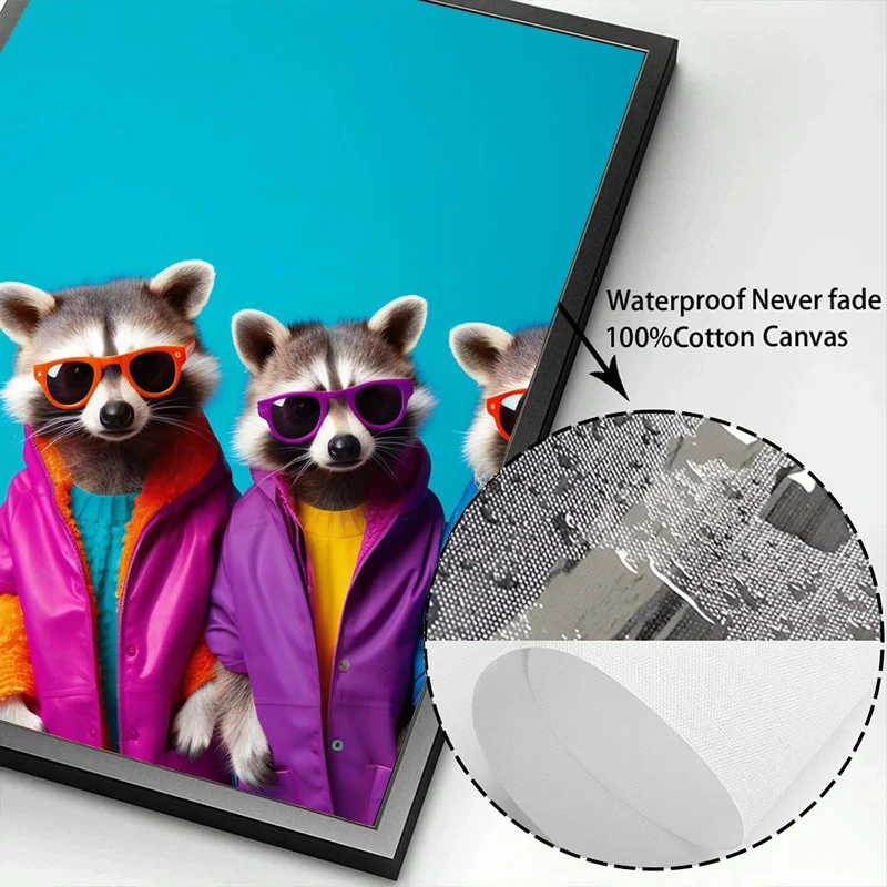 الألبكة اللاما الراكون قماش طباعة اللوحة لطيف موضة الحيوان الجدار ملصق فني صورة حديثة غرفة المعيشة ديكور المنزل كوادروس #6