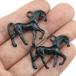 2022 Newest 5 Pieces/Lot 31mm*26mm Gun Black 3D Horse Pendants Charm For Jewelry Making