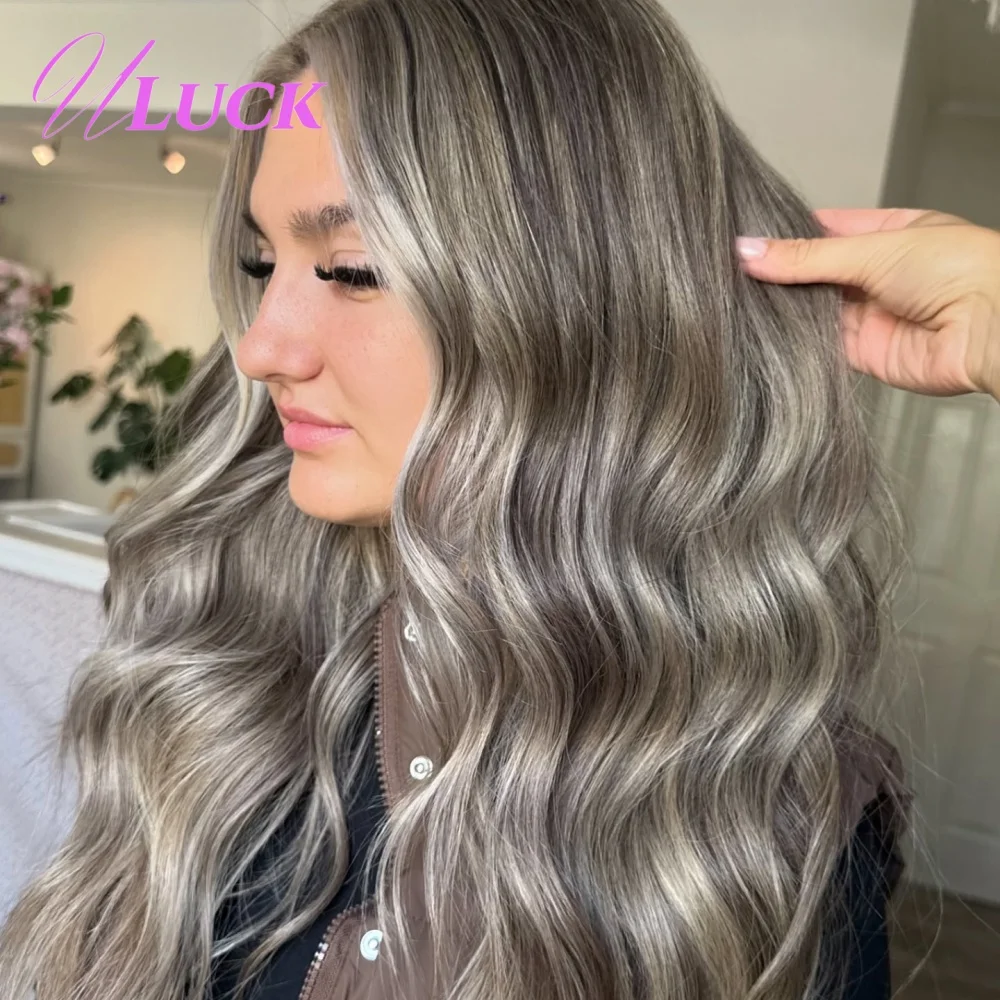 

Uluck Ash Blonde Colored Body Wave 13x6 Lace Front Wigs Brazilian Human Hair Wigs Preplucked With Natural Hairline Ready To Wear
