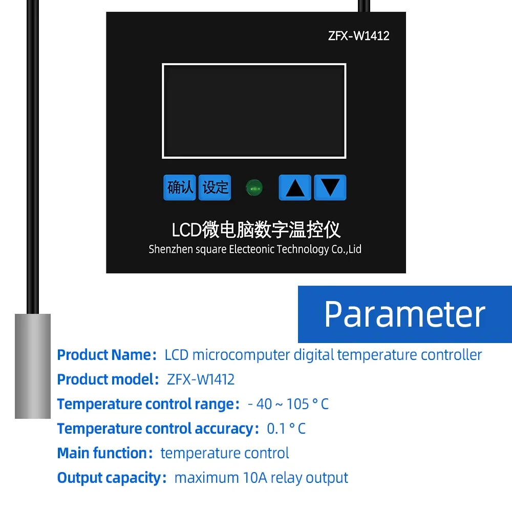 ZFX-W1412 Thermostat Control Switch Sensor 12V 24V 220V Microcomputer Temperature Controller Cooling Heating Board