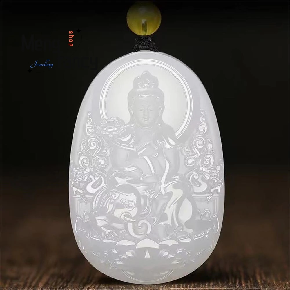 

Natural Afghan White Jade Zodiac Eight Guardian Deities Pendant National Style Fashion Jewelry Best Selling Mascots Holiday Gift