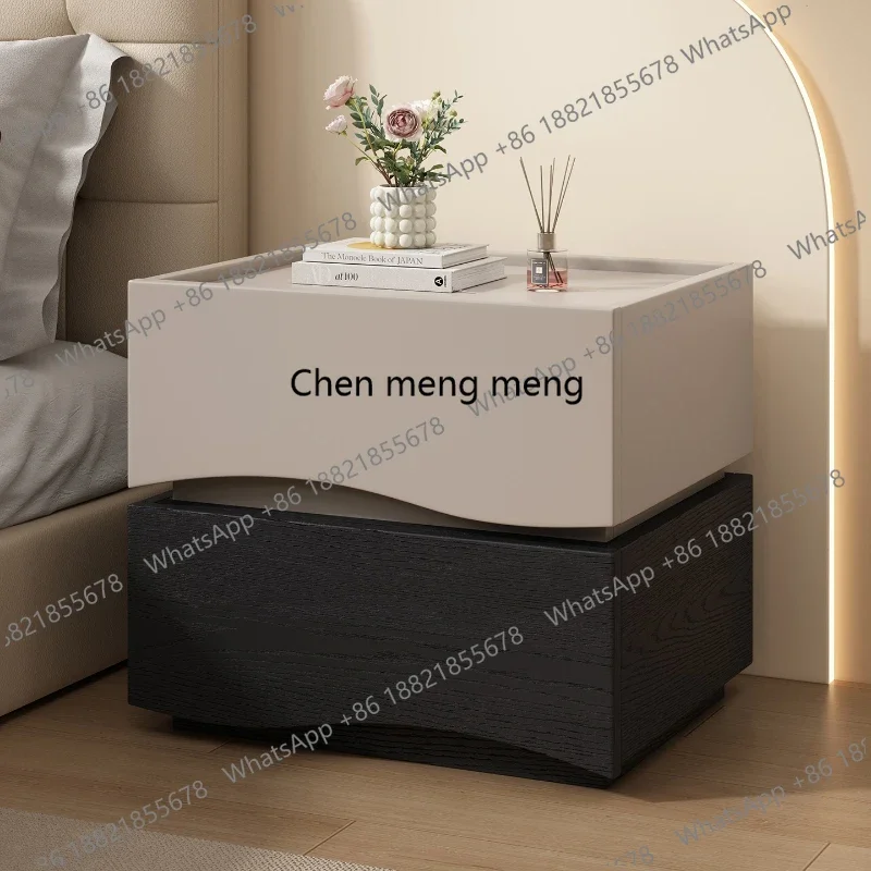 Minimalist hole stone pattern bed side table luxury high-end side bed tables smart lock mesitas de noche dormitorio nightstands