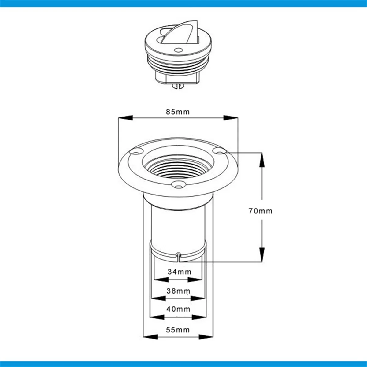 Water Tank Cover Plus Filling Port for Marine Yacht RV Conversion Car Truck Accessories