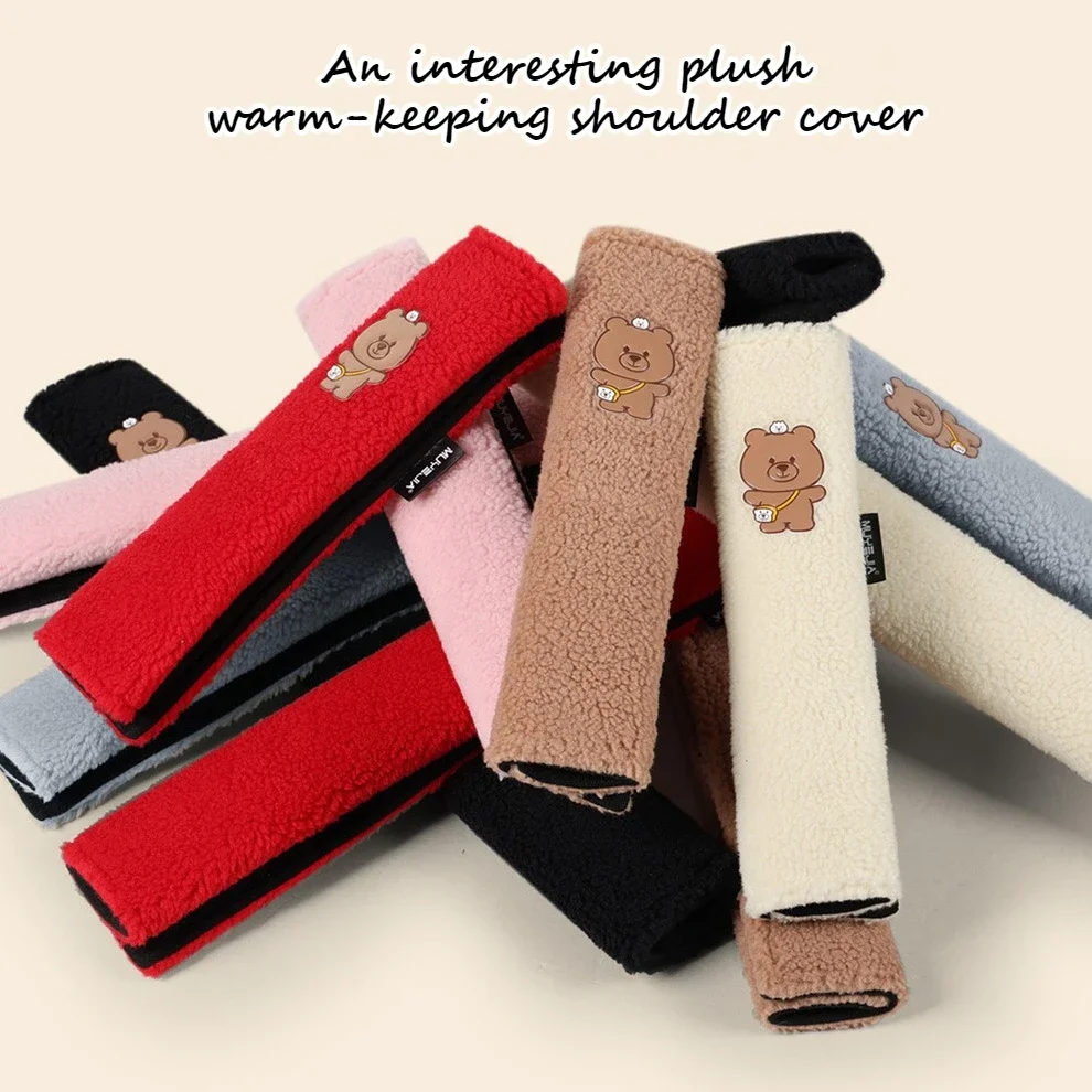 

Новые поступления, 1 пара, милый мультяшный плюшевый набор плечевых ремней для автомобильного сиденья, мягкий, теплый, удобный, премиум-класса, декор для салона автомобиля