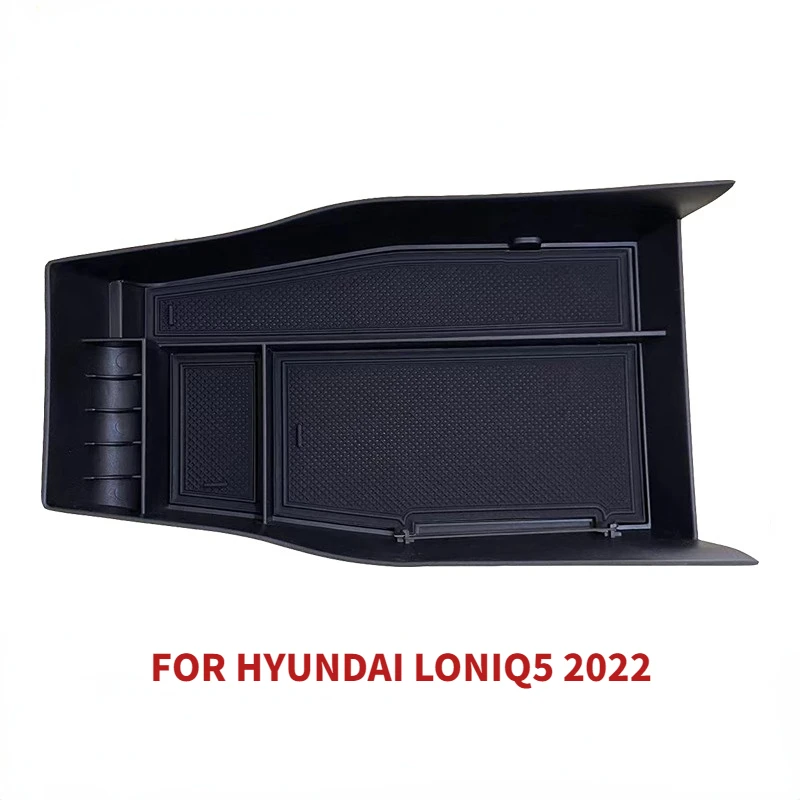 

Car Center Console Organizer Tray Storage Box For Hyundai Ioniq 5 2022 Interior Accessories with Rubber Black Trim