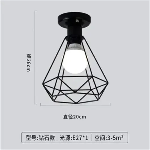 

Wrought Iron Ceiling Light LED Lamp Corridor Entrance Foyer Balcony Fitting Bedroom Lamps Room Black Aisle Lighting