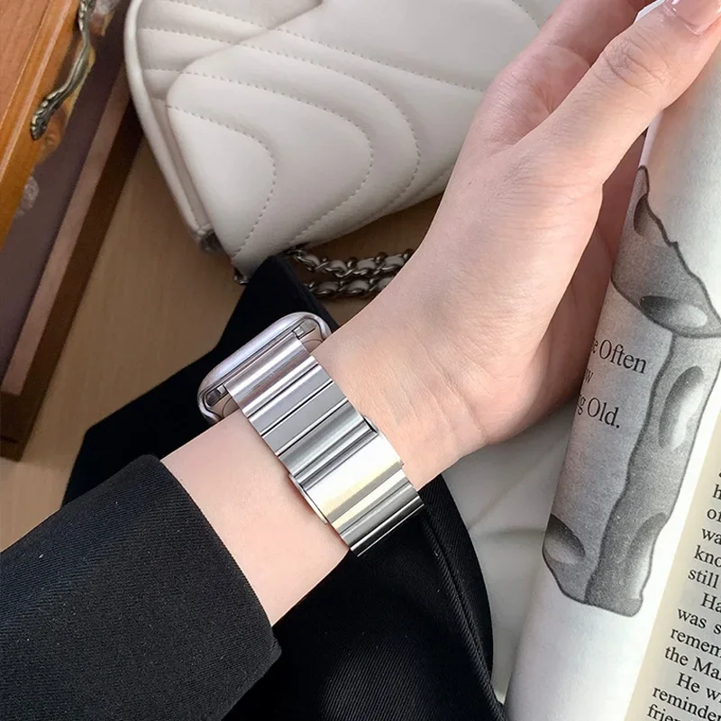 حزام من الفولاذ المقاوم للصدأ لساعة أبل باند 10 9 8 7 45 مللي متر 41 مللي متر 46 مللي متر كوريا معدنية لسلسلة IWatch 6 SE 5 44 مللي متر 42 40 مللي متر Ultra 49 مللي متر