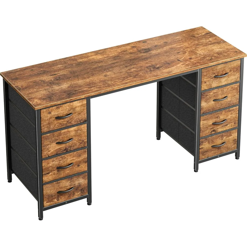 47 Inch Computer Desk with 8 Fabric Drawers, Office Desk Work Desk for Home Office, Study