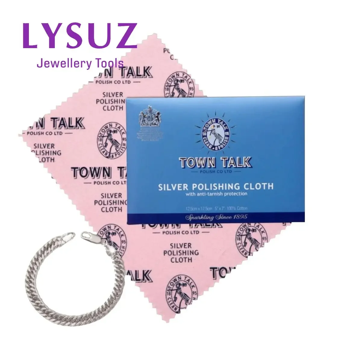 5*7inch Original England Towntalk Silver Polishing Cloth Jewelry Anti-Tarnish Cleaning Watches Natural Cotton Fiber 12.5*17.5cm